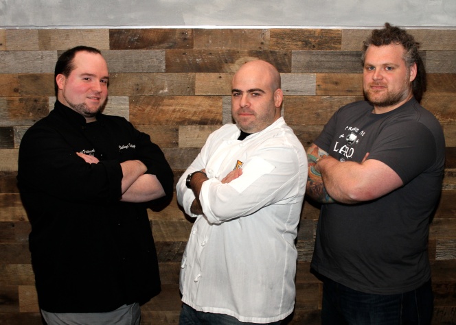 Chefs Pasternack, Storch, and Taibe are preparing to do battle!  Photo from Karen Rayda