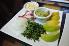 Accompanying sides for the taco platter at Salsa Picante in Port Chester, NY
